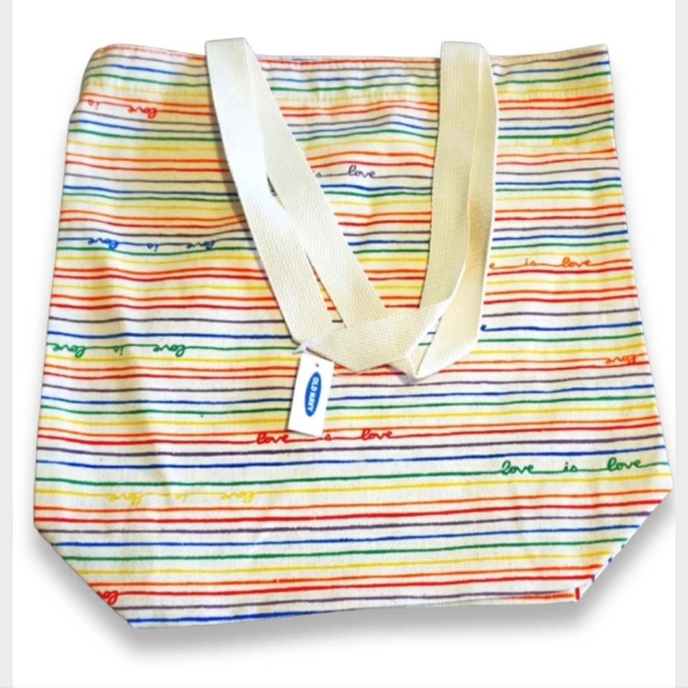 Old Navy Rainbow Stripes Reusable Canvas Tote